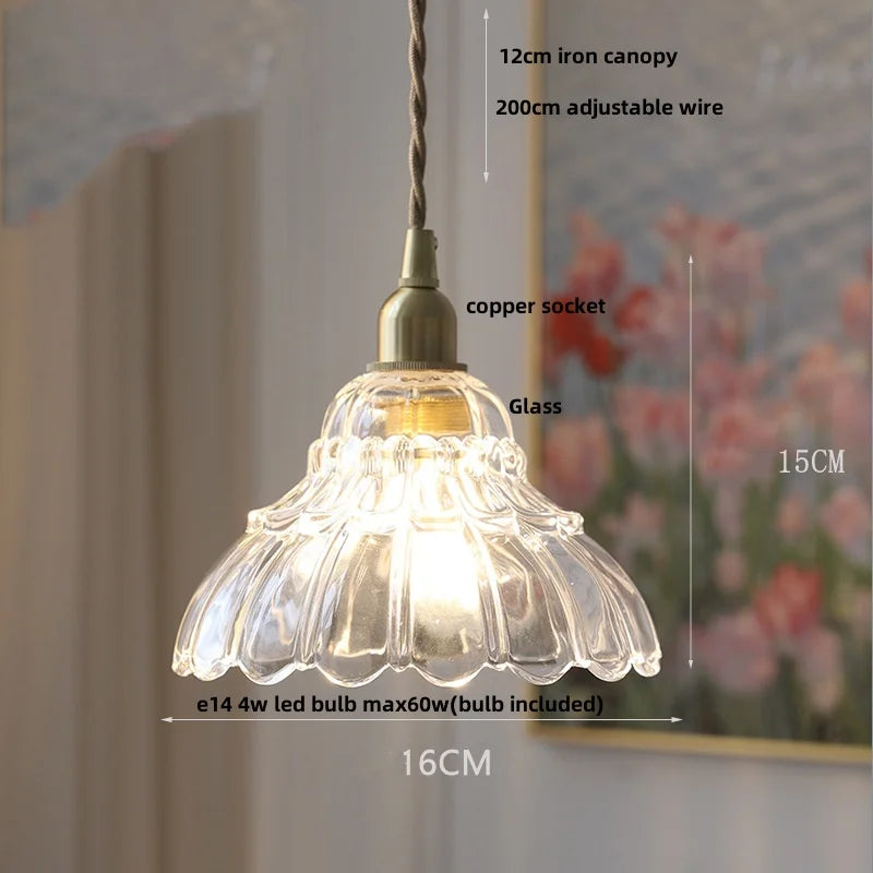 DecorBites™ Glass LED Pendant Lamp Modern Copper Socket Hanging Light