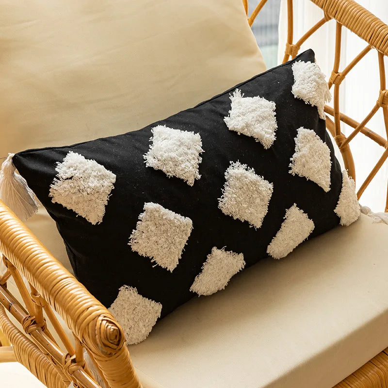DecorBites™ Boho Geometric Tufted Cushion Cover with Fringe - 45X45/30X50CM