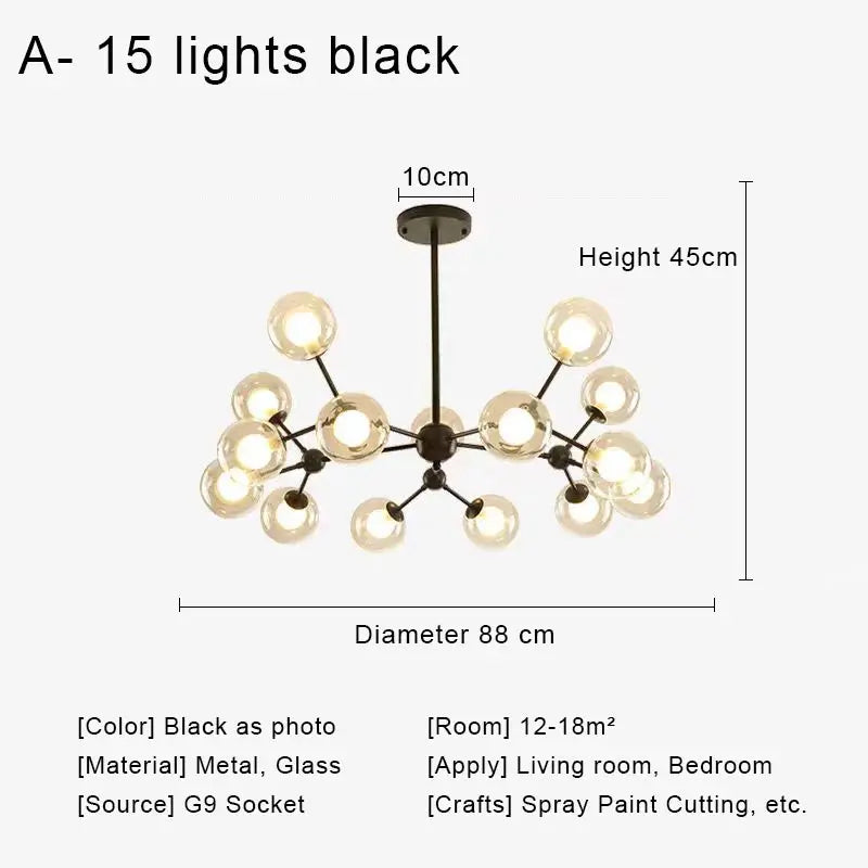 DecorBites™ Glass Ball Pendant Chandelier for Living Room Bedroom Dining Room