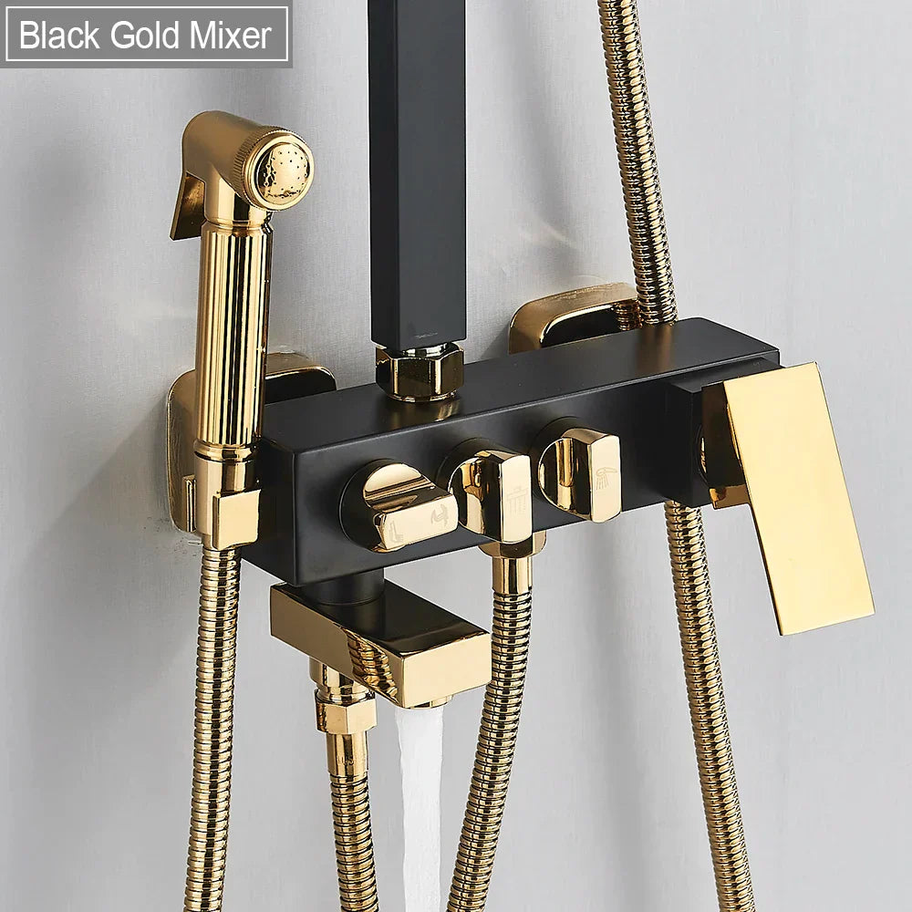 DecorBites™ 8" Rainfall Shower Set with Bidet Function, Wall Mounted Hot Cold Mixer Tap
