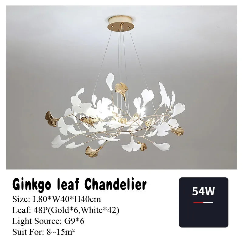 DecorBites™ Ginkgo Leaf Pendant Chandelier for Nordic Romantic Living Room Decor