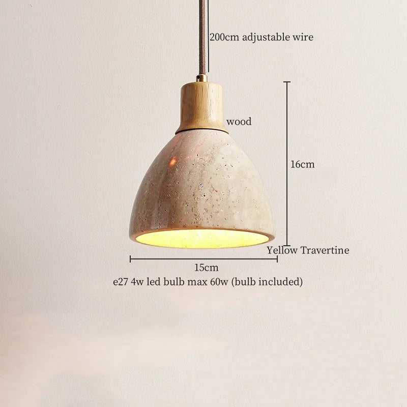 DecorBites™ LED Pendant Light Yellow Travertine Modern Hanging Lampara