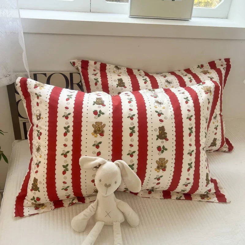 DecorBites™ Korean Floral Cotton Pillowcase 40x60cm, 48x74cm, 50x80cm, Home Cushion Cover