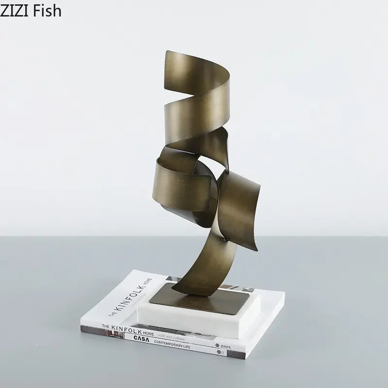 DecorBites™ Irregular Crimp Metal Ornaments: Creative Twist Sculpture Artwork for Aesthetic Room Decor