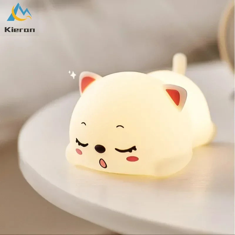 DecorBites™ Cat Silicone LED Night Light with Remote, Rechargeable, Touch Sensor