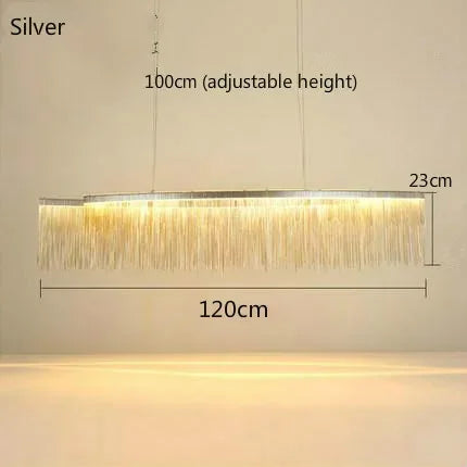 DecorBites™ Gold Chain Chandelier Pendant Light w/ Remote, Modern Tassel Design for Kitchen & Living Room