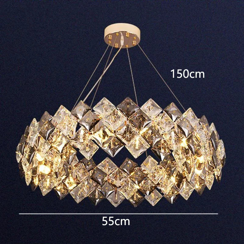 DecorBites™ Crystal Chandelier for Living & Dining Room, Luxury Ceiling Light Fixture