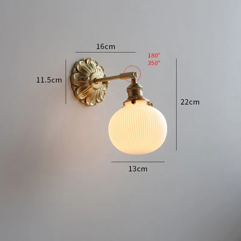 DecorBites™ Ceramic LED Wall Lights: Modern Japan Style Copper Base Sconce for Home Decor