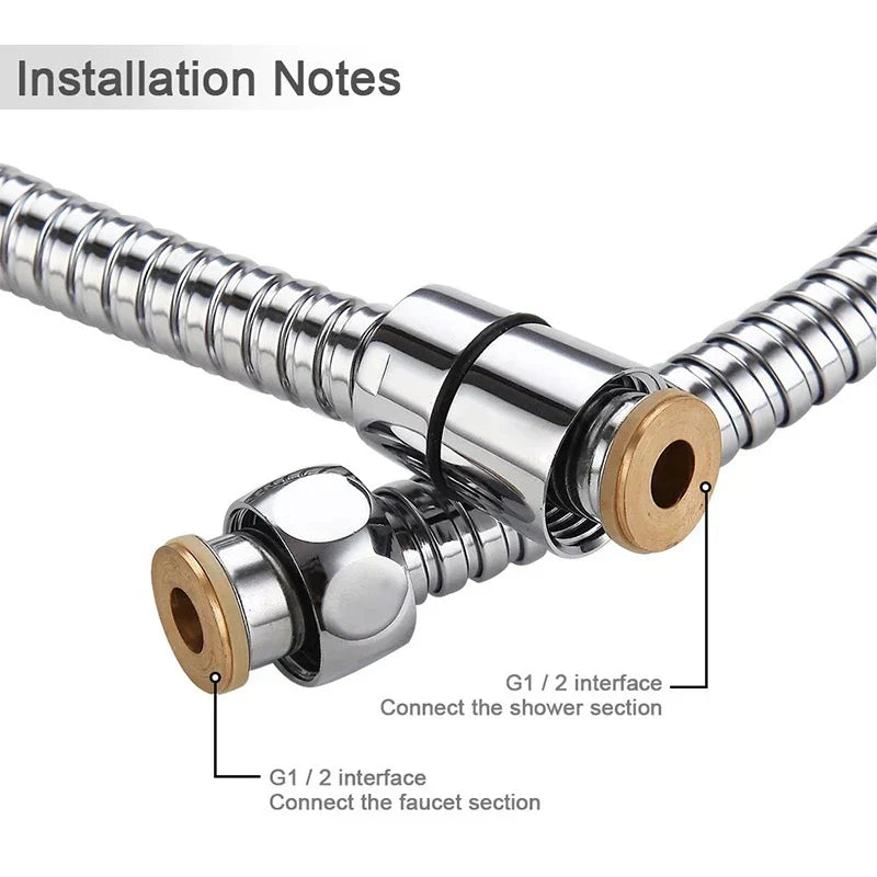 DecorBites™ 3m Silver Stainless Steel Shower Hose for Common Faucet - Bathroom Accessory