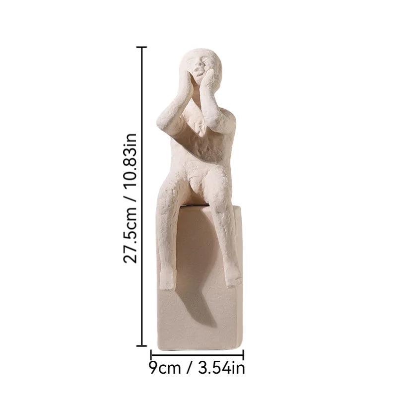 DecorBites™ Abstract Family Character Ceramic Sculpture Desk Decoration