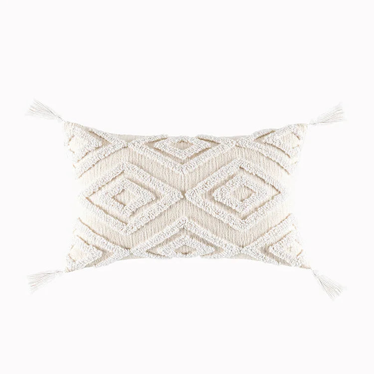 DecorBites™ Geometric Embroidery Cushion Cover with Tassel, Home Decor Pillowcase, Various Sizes