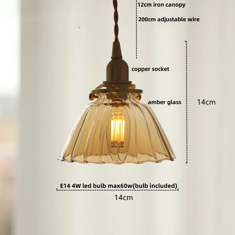 DecorBites™ Amber Glass LED Pendant Light - Nordic Modern Balcony Foyer Coffee Wall Lamp