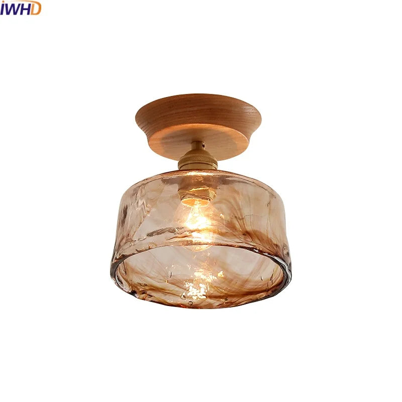 DecorBites™ Amber Glass LED Ceiling Lights Modern Decoration for Home Porch Restaurant