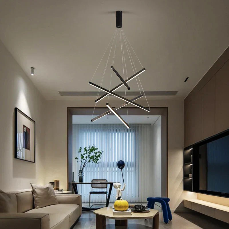 DecorBites™ Aluminum Ceiling Chandelier: LED Changeable Shape Stair High-Rise Indoor Lighting