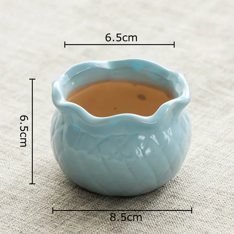 DecorBites™ Lotus Flower Ceramic Vase: Small Plant Pots for Table Decoration and Room Aesthetic