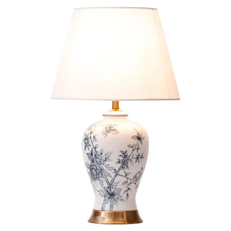 DecorBites™ Blue and White Porcelain Table Lamp for Home Decor – Classic Retro Style