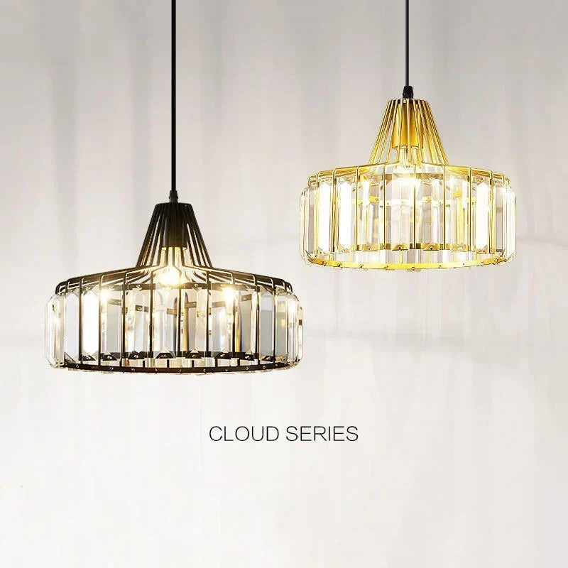 DecorBites™ Crystal LED Pendant Light: Retro Gold Lampshade for Living Room, Bedroom, Dining Room