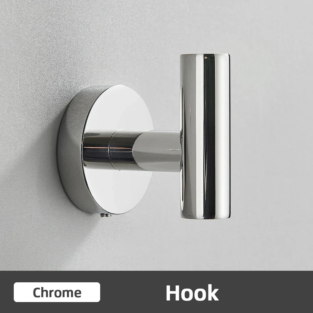 DecorBites™ Brushed Gold Bathroom Accessories Set: Towel Rail, Paper Holder, Hook, Stainless Steel