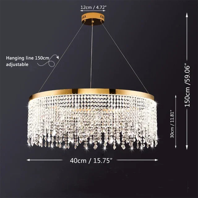 DecorBites™ Crystal Chandelier Luxury Pendant Light for Living Dining Room LED Fixture
