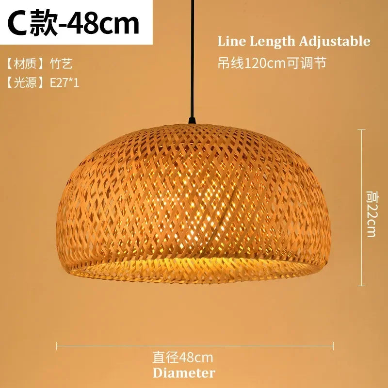 DecorBites™ Bamboo Chandelier: Handwoven LED Ceiling Pendant for Home Decor