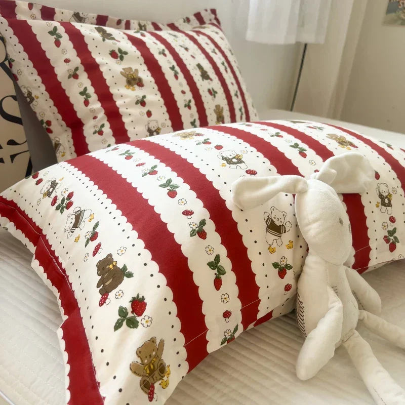 DecorBites™ Korean Floral Cotton Pillowcase 40x60cm, 48x74cm, 50x80cm, Home Cushion Cover