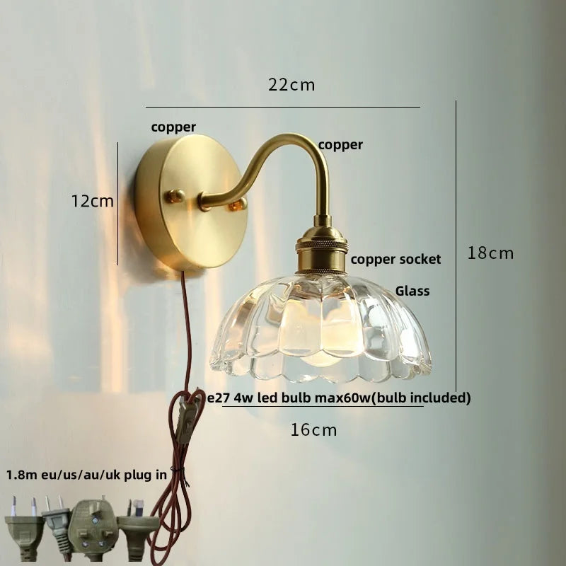 DecorBites™ Green Class Ball LED Wall Light Fixture, Copper Socket, Pull Chain Switch