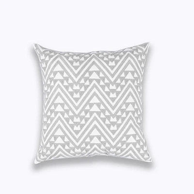 DecorBites™ Geometric Embroidered Cushion Cover Light Grey Cotton 45x45cm