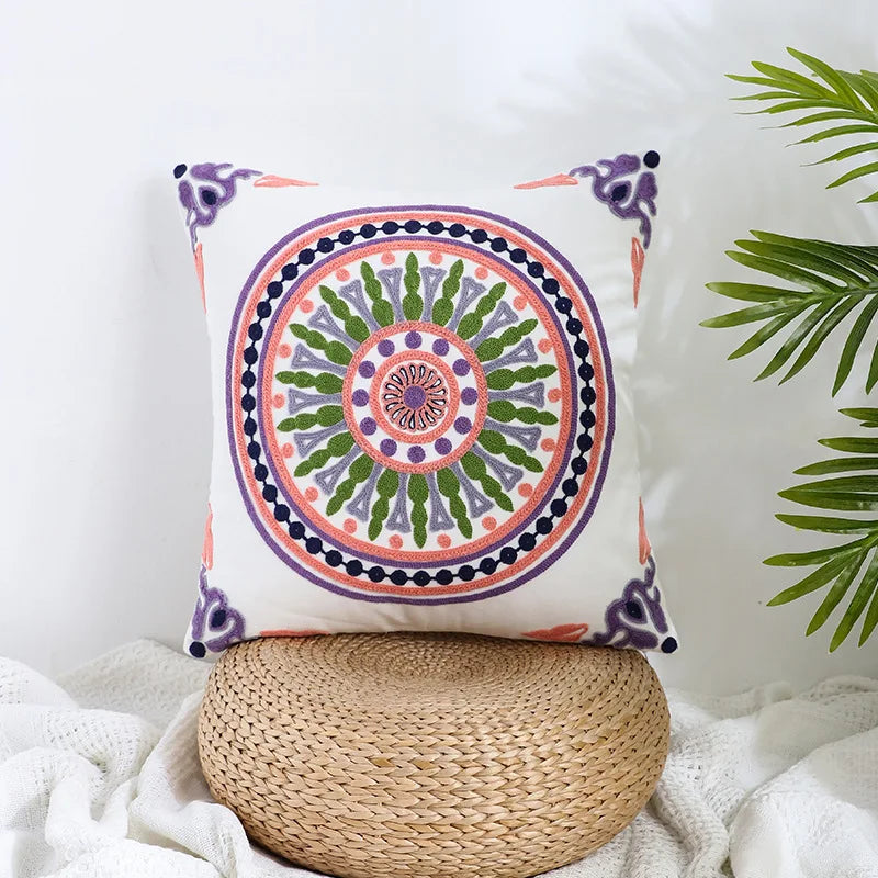 DecorBites™ Boho Farmhouse Floral Square Pillow Cover Set of 2