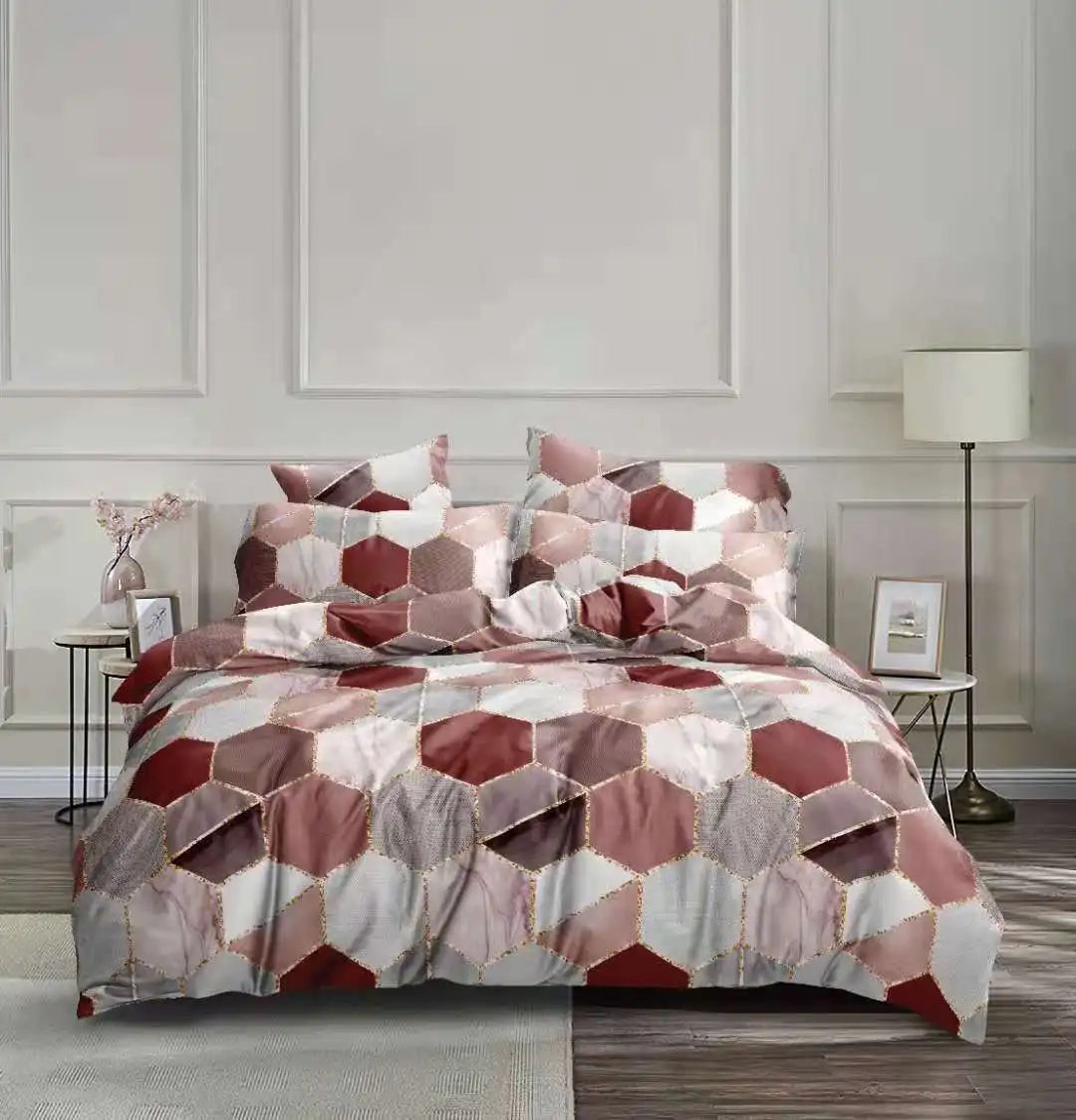 DecorBites™ Honeycomb Marble Patterned Bedding Set, Luxurious Duvet Cover with Pillowcase