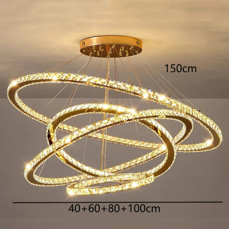 DecorBites™ Crystal Chandelier Stair Pendant Lamp Living Room Pendant Lights Interior Lighting