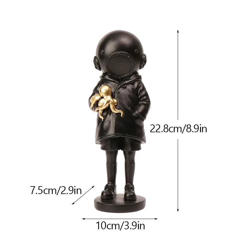 DecorBites™ Banksy Sculpture Collection: Flower Thrower & Balloon Girl Figurines for Home & Office