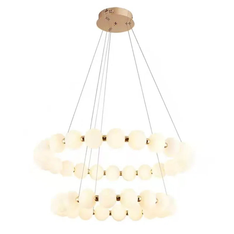 DecorBites™ Brass LED Pendant Light Dimmable Acrylic Ball Luminaire for Bedroom & Living Room