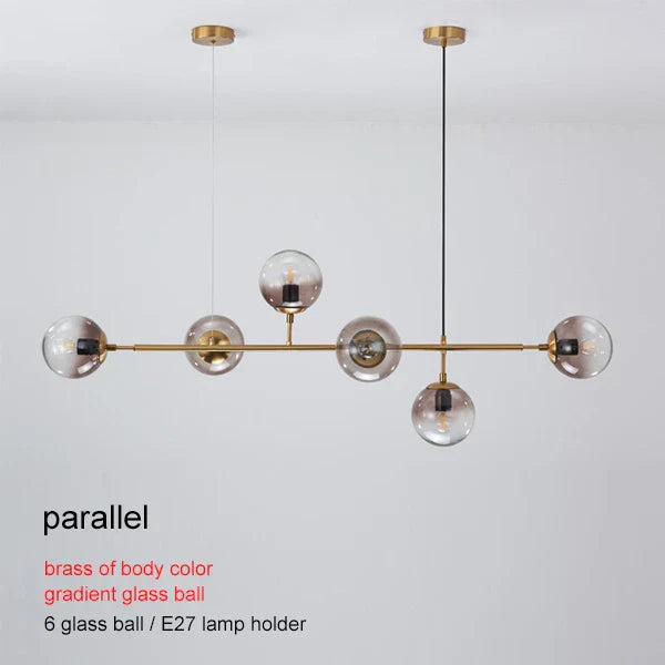 DecorBites™ Brass Glass Ball Chandelier for Modern Living Room Dining Decor