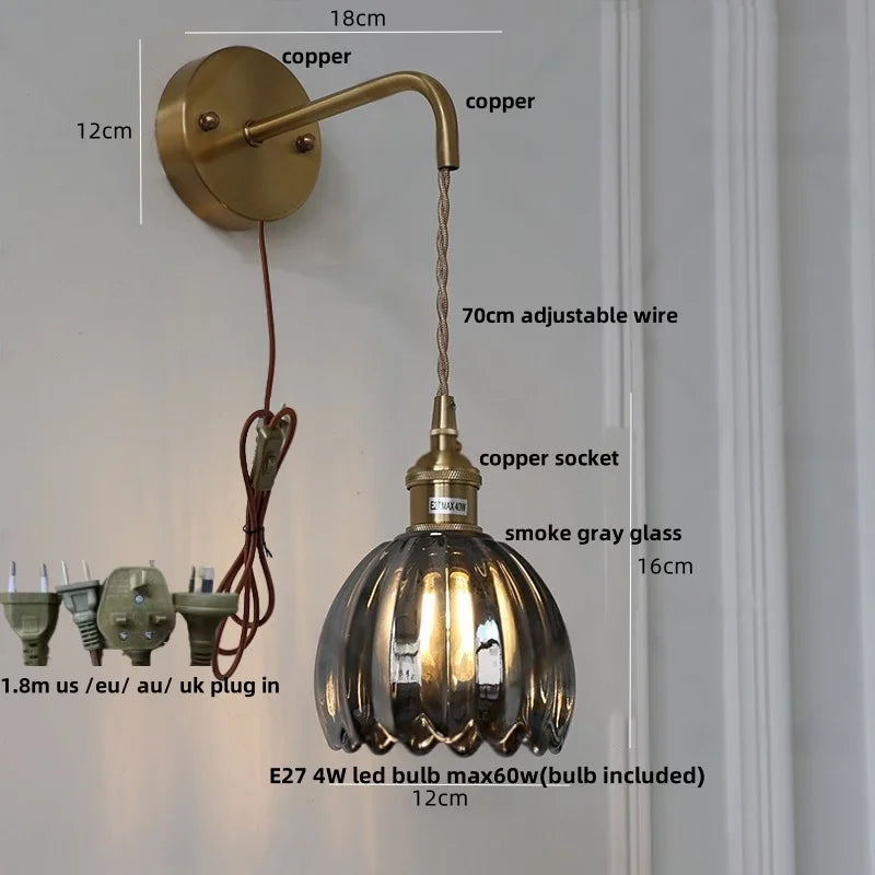 DecorBites™ Glass Adjustable LED Wall Lamp with Pull Chain Switch, Modern Nordic Design