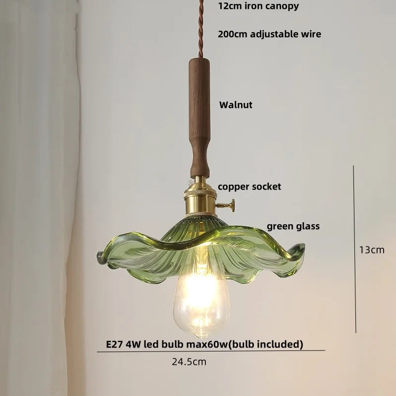 DecorBites™ Ceramic LED Pendant Lamp, Walnut Wood Nordic Hanging Light Fixtures