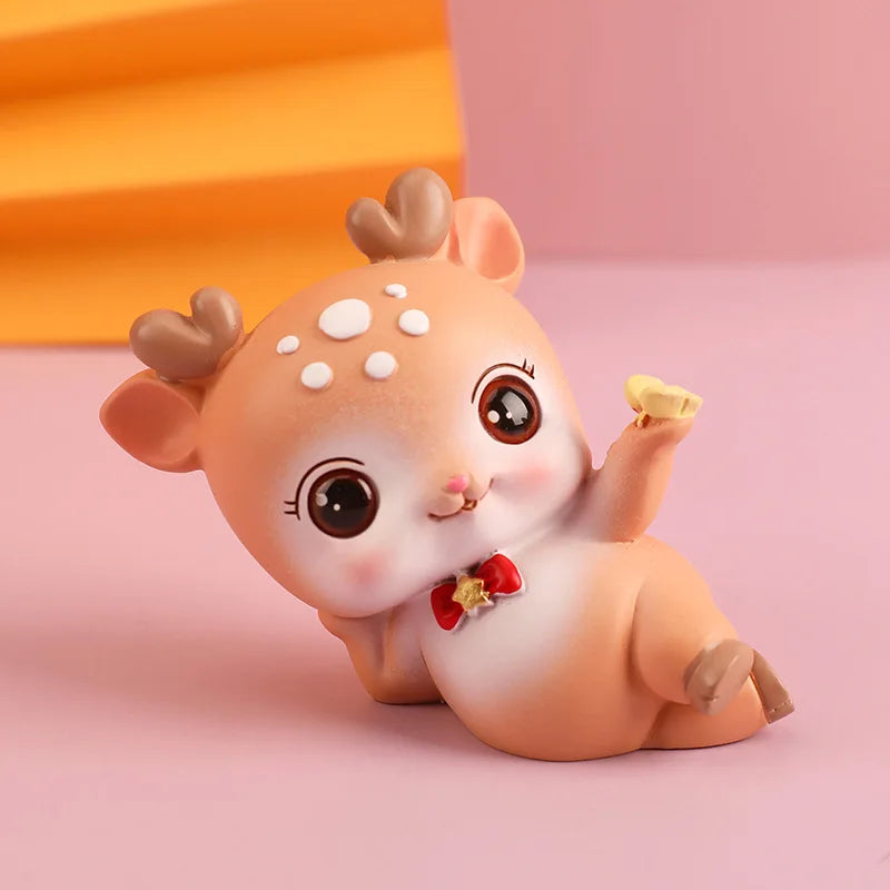 DecorBites™ Cartoon Deer Resin Figurines Home Decor Miniatures Crafts Cake Topper
