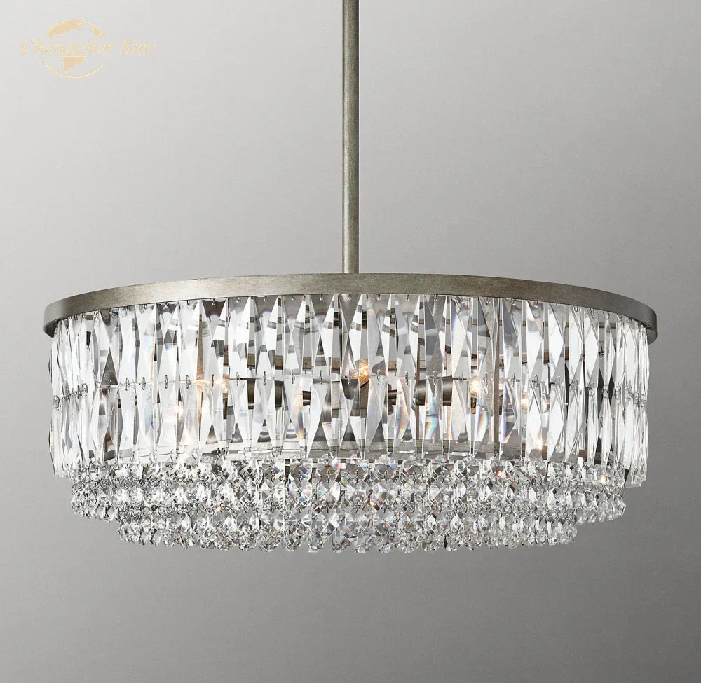 DecorBites™ Crystal Round Pendant Chandelier for Dining and Living Room