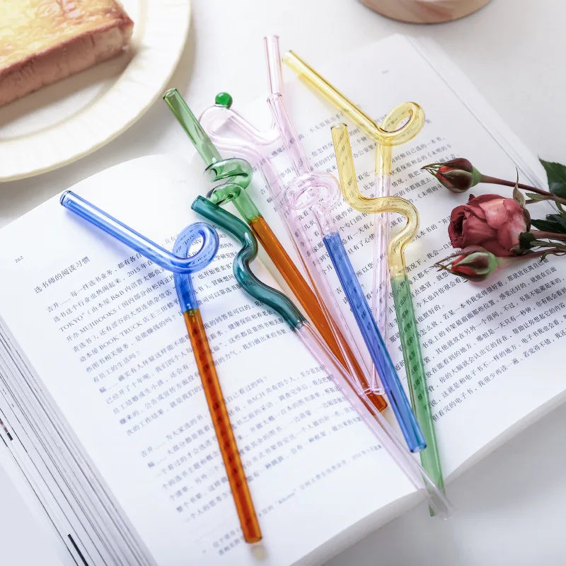 DecorBites™ Glass Flower Handle Stir Bar for Coffee Cocktails Mixology and Home Parties