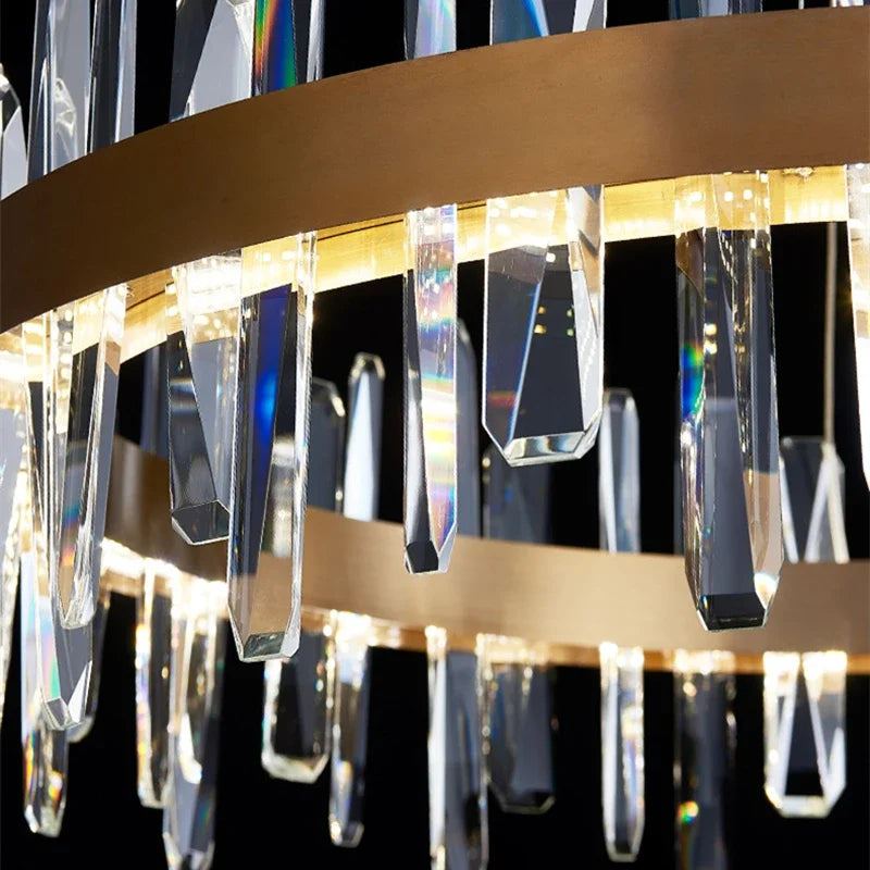 DecorBites™ K9 Crystal LED Round Chandelier for Kitchen Living Room Bedroom Decor