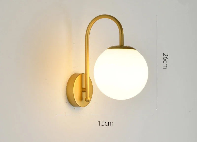 DecorBites™ Glass Ball LED Wall Sconce for Bedroom Living Room, Nordic Style Wall Lighting Fixtures