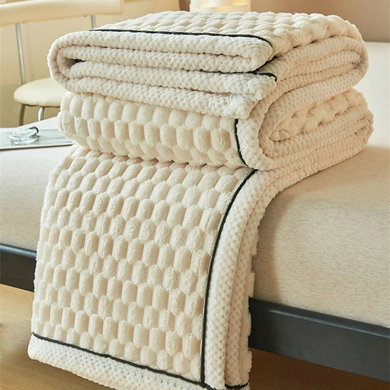 DecorBites™ Cozy Flannel Fleece Blanket for Warm Autumn Winter Sleep