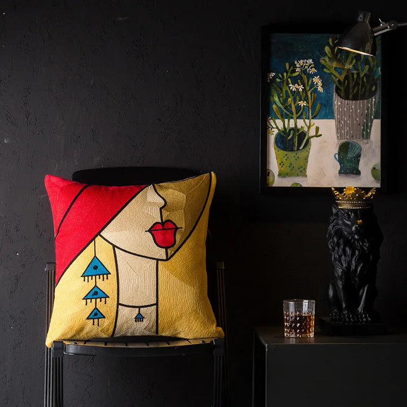 DecorBites™ Christmas Picasso Style Abstract Cushion Cover for Living Room Sofa and Bed