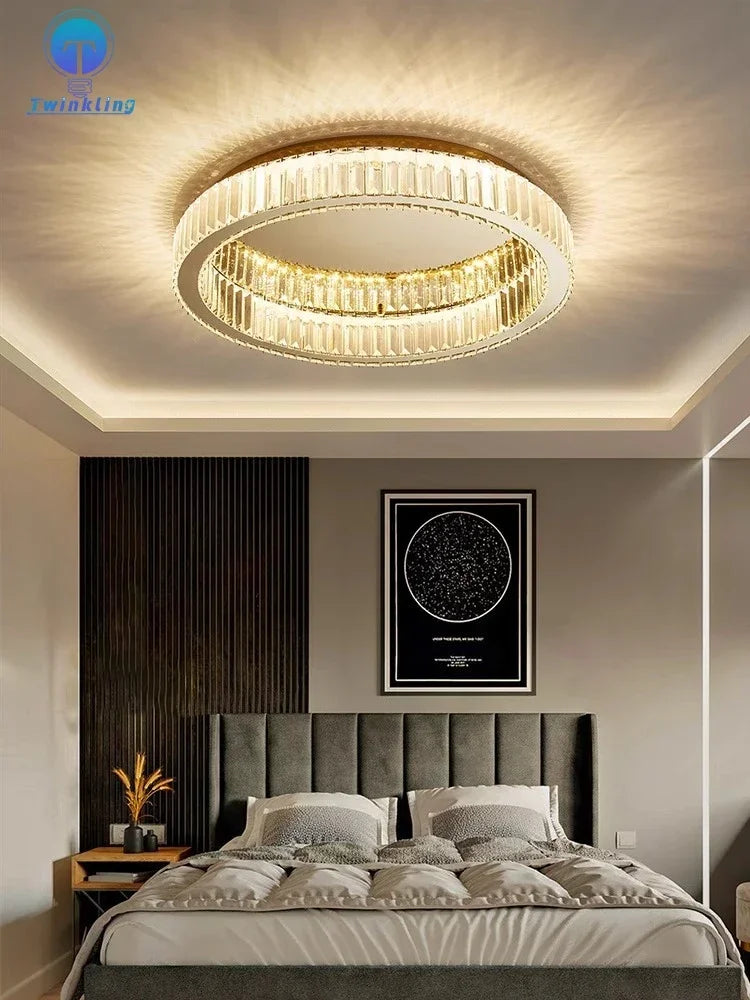 DecorBites™ Crystal Circle LED Ceiling Chandelier for Modern Living Spaces