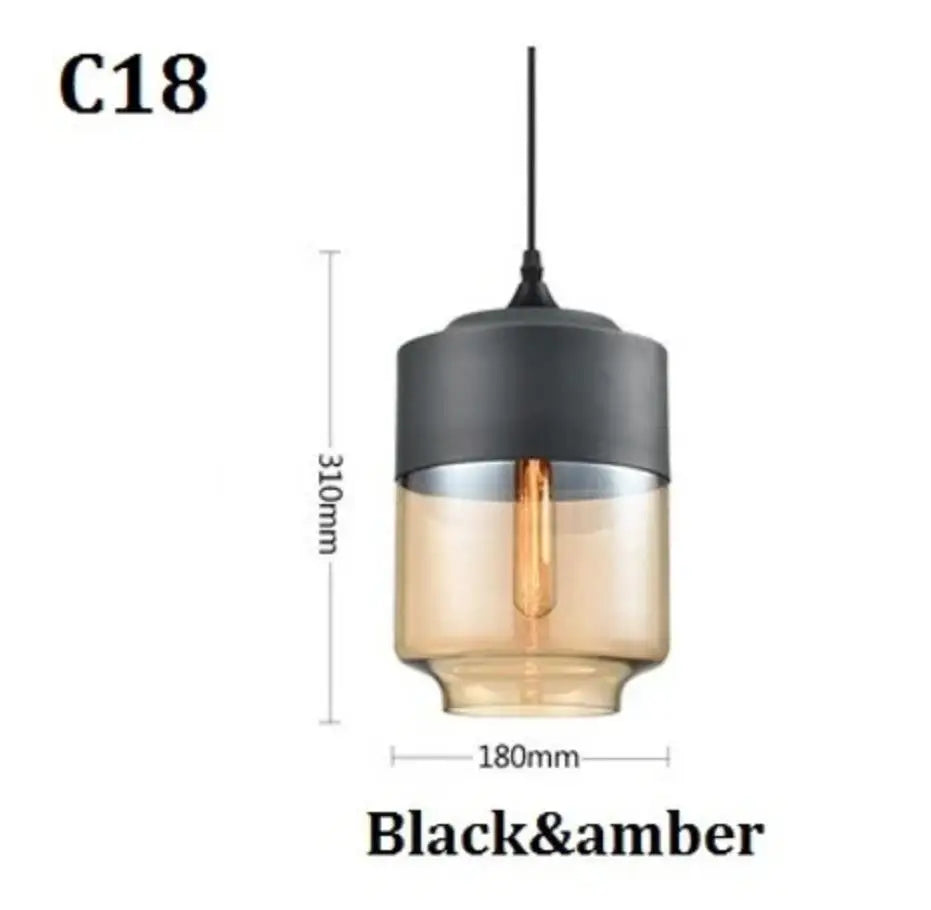 DecorBites™ Black Glass Pendant Light Fixture for Modern Indoor Decor and Dining Room
