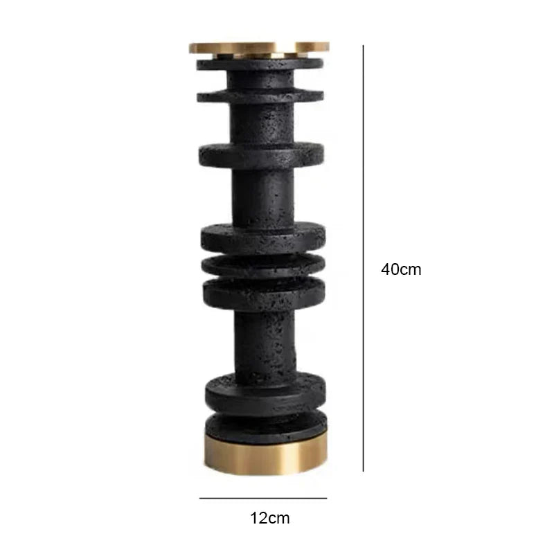 DecorBites™ Beige Brown Travertine Marble Candle Holder with Metal Base