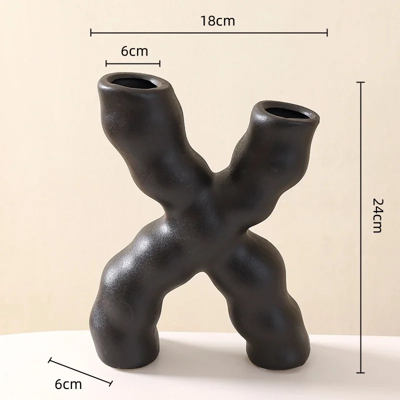 DecorBites™ Geometric Ceramic Flower Vase for Stylish Home Decor & Flower Arrangement