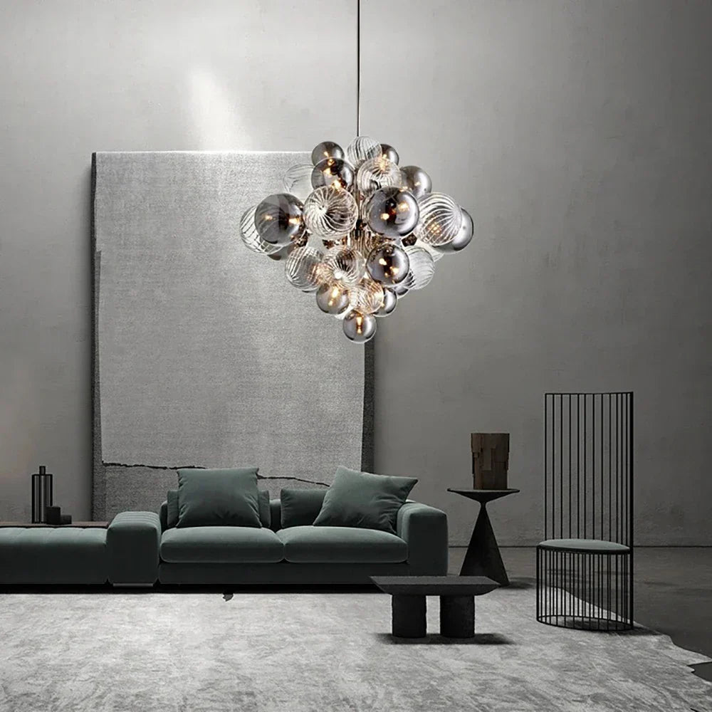DecorBites™ Glass Bubble Ceiling Chandelier LED Living Room Bedroom Decor Minimalist Hanging Lamp