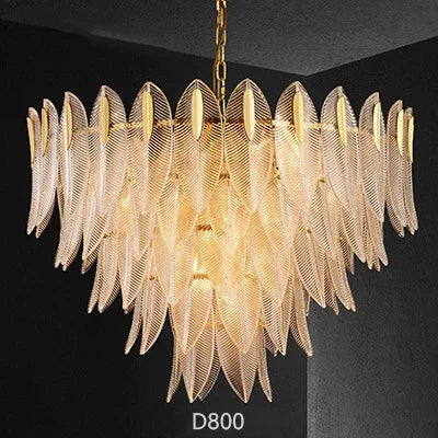 DecorBites™ Glass Leaf Luxury Chandelier LED Pendant Lights for Modern Living Room