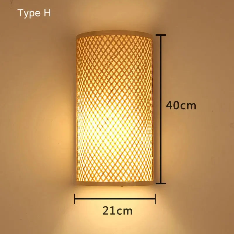 DecorBites™ Bamboo Wall Lights: Retro Hand-woven Luminaire for Bedroom, Corridor, Hotel, Restaurant Decor