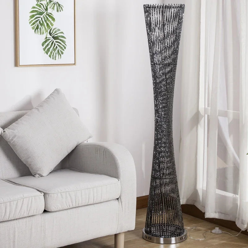 DecorBites™ Aluminum Tower Floor Lamp for Living Room, Modern LED Standing Light Stand